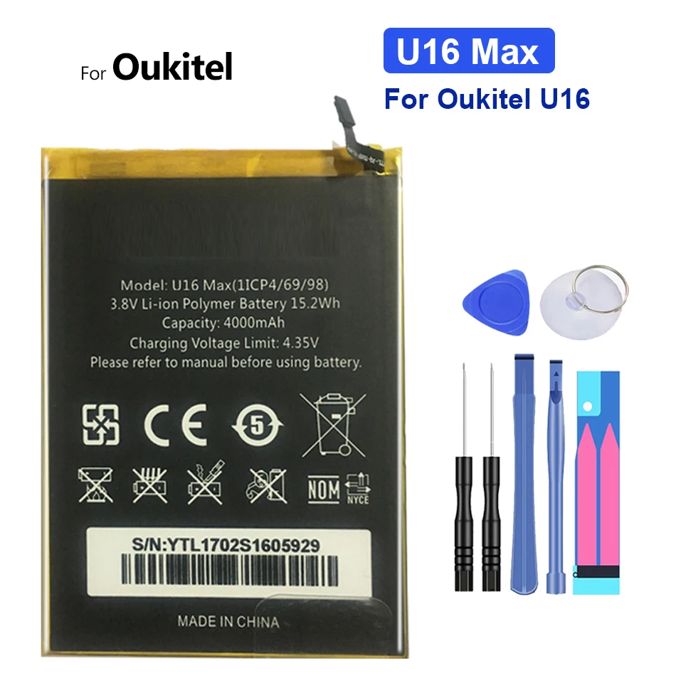 

Battery 4000mAh For Oukitel U16 Max U16Max Rechargeable Batteries Bateria + Tracking Number