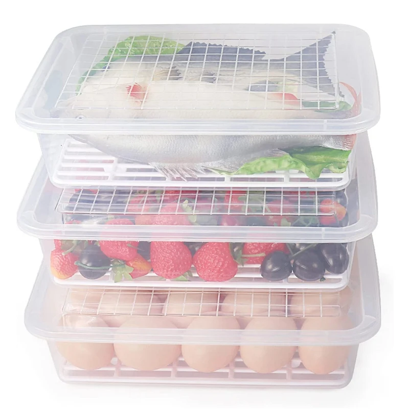 

Контейнер для хранения пищевых продуктов на 77 л, (3 упаковки) пластиковые пищевые контейнеры со съемной сливной тарелкой и крышкой, Штабелир...
