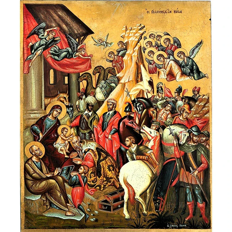 Икона распятия Иисуса Христа поклонение волшебников гигиография православное