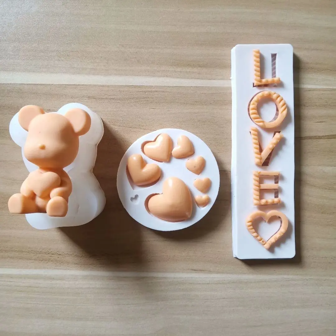 

Love Cartoon Bear Molds Fondant Cake Decorating Tools Silicone Mold Sugarcrafts Chocolate Baking Tools for Cakes Valentine's Day