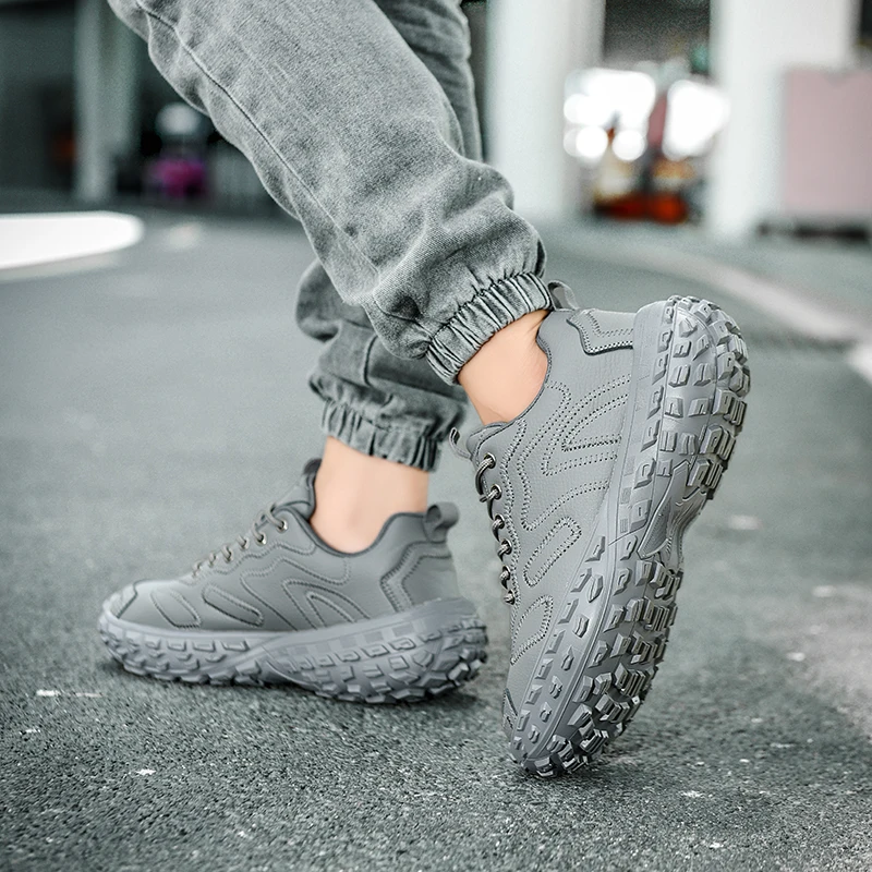 Men Running Shoes Leather Waterproof Athletic Sneakers Men Wear-resistant Men Walking Sport Shoes Zapatillas Deportivos Hombre