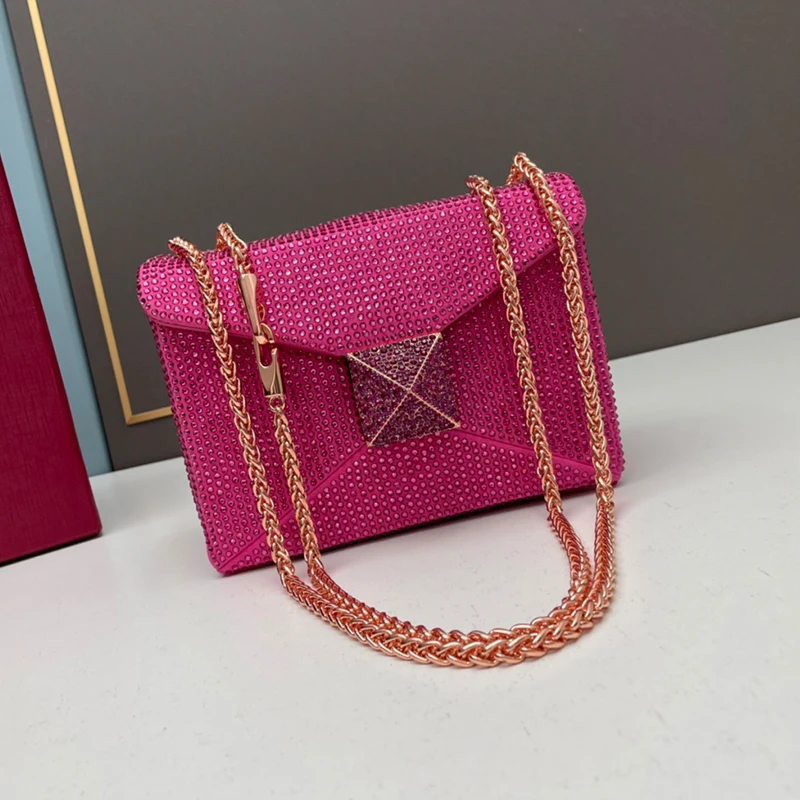 Crystal Chain Bag Women's Evening Bag Small Square Bag Bags For Women Fashion One Shoulder Crossbody Bag Women's Handheld Purse