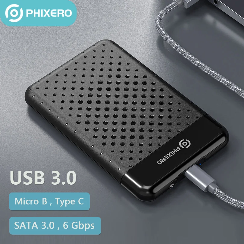

PHIXERO 2.5" Inch SATA SSD External Case USB 3.0 HDD Drive Enclosure Type C UASP 5Gbps 6Gbps USB3.0 SATA3 Storage Box Housing PC
