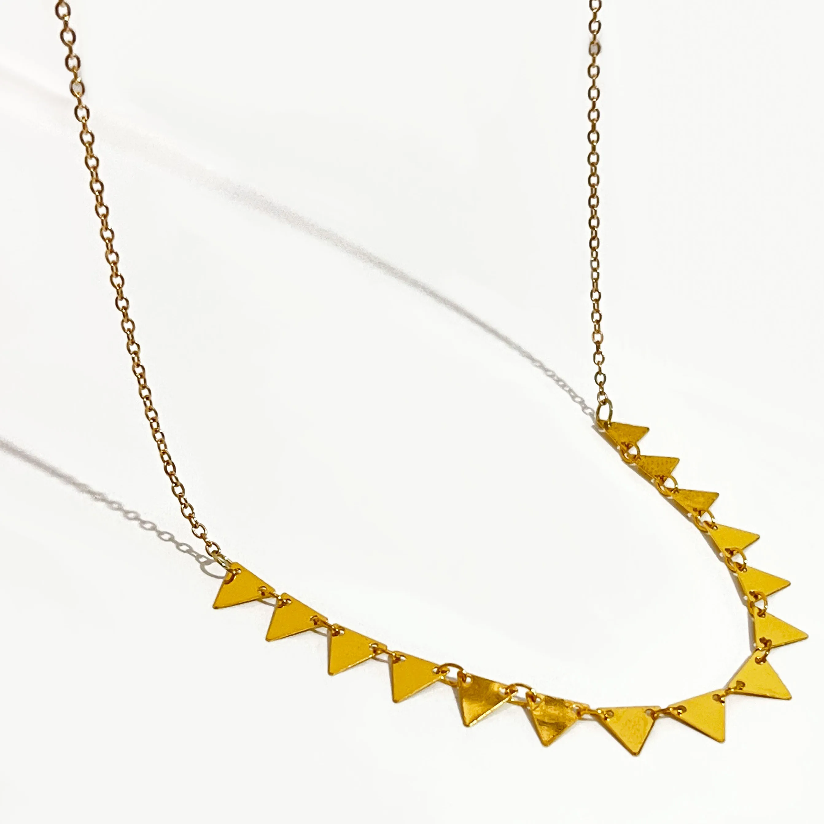 

Peri'sBox Delicate Dainty Gold Color Brass Triangle Charm Necklace Link Chain Layered Chokers Necklaces For women Simple Jewelry