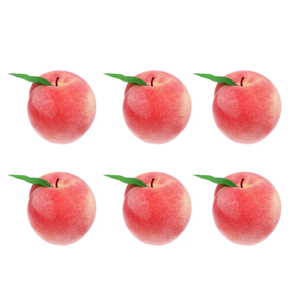 

6Pcs Multi-function Peach Decors Adorable Fake Fruits Desktop Fake Peaches Simulated Peaches
