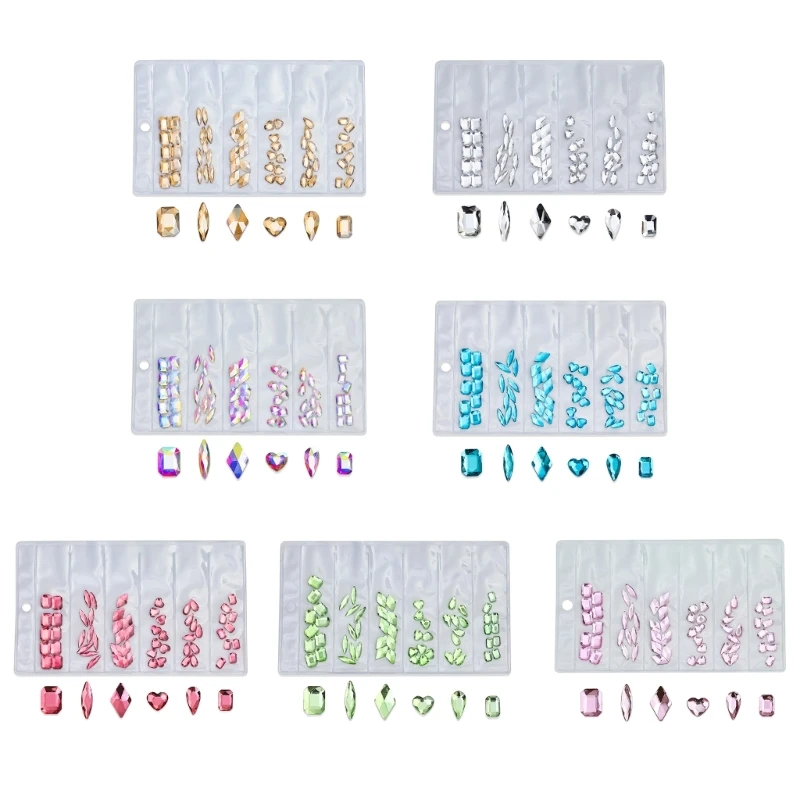 

60Pcs 3D Glass Nails Jewelry DIY Manicure Decals Crystal Gems Art Tips