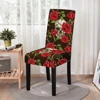 sugar skull print elastic chair cover anti dirty dining chairs protector case for home wedding hotel banquet decor funda silla