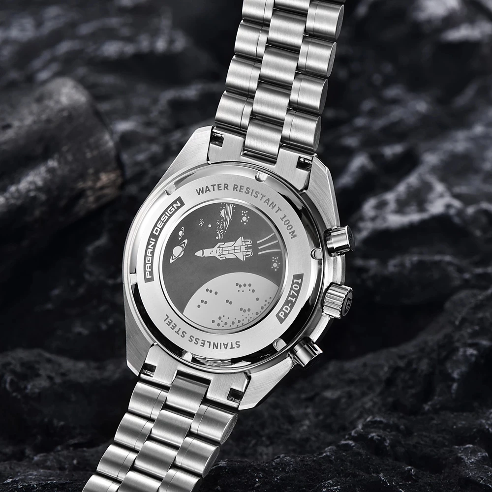 Цена Часы наручные PAGANI DESIGN Speedmaster Seiko VK63 Мужские кварцевые, Роскошные водонепроницаемые, из нержавеющей стали с сапфировым хронографом, 100 м