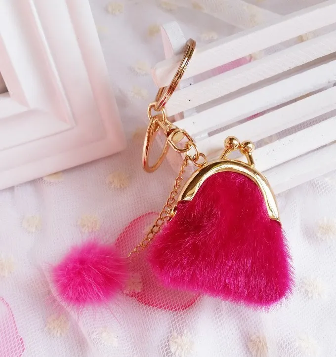 Small Change Storage Bag Key Chain Ladies Hand Mink Tassel Women's Bag Mini Mobile Phone Coin Purse Key Chain Gift