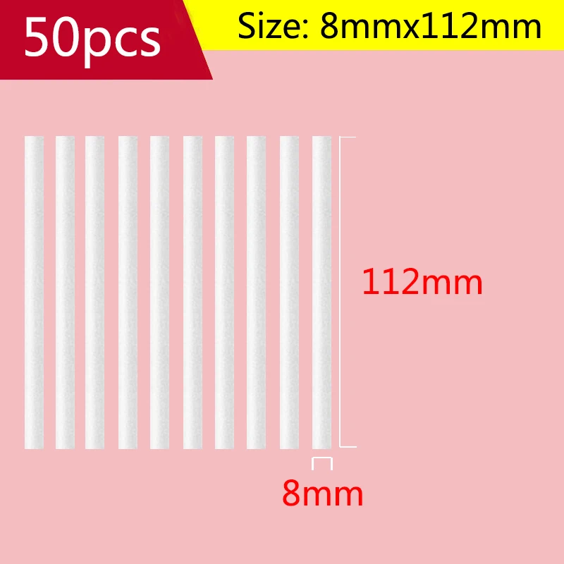 

8mmx112mm 50pcs Air Humidifier Aroma Diffuser Replacement High Quality Water Absorbing Cotton Swab Filters Universal Cuttable