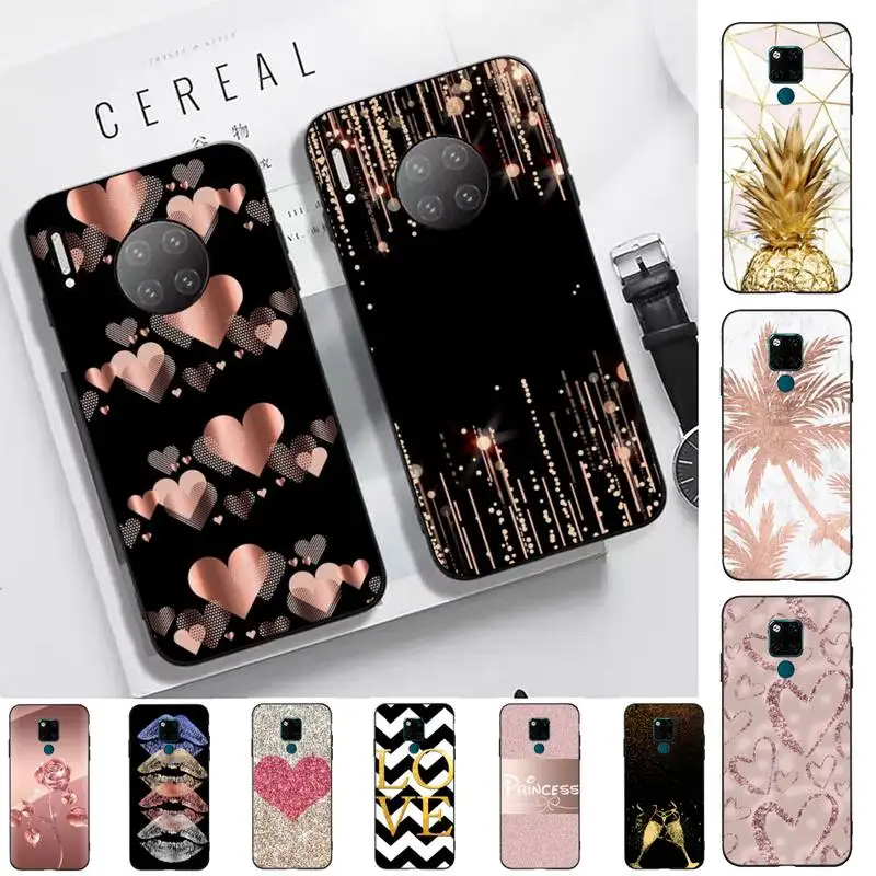 

Love Rose Gold Style Phone Case for Huawei Mate 20 10 9 40 30 lite pro X Nova 2 3i 7se