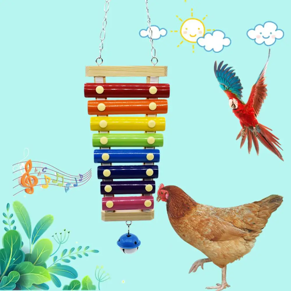 

Bird Colorful Hanging Xylophone Toy Bird Cage Accessories With Bells For Chicken Bird Parrot Parakeet Budgies