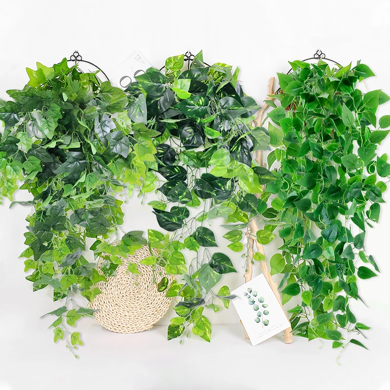 

100cm Artificial Plants Vines Wall Hanging Simulation Creeper Indoor Green Plant Wedding Party Decoration Fake Flowers Rattan