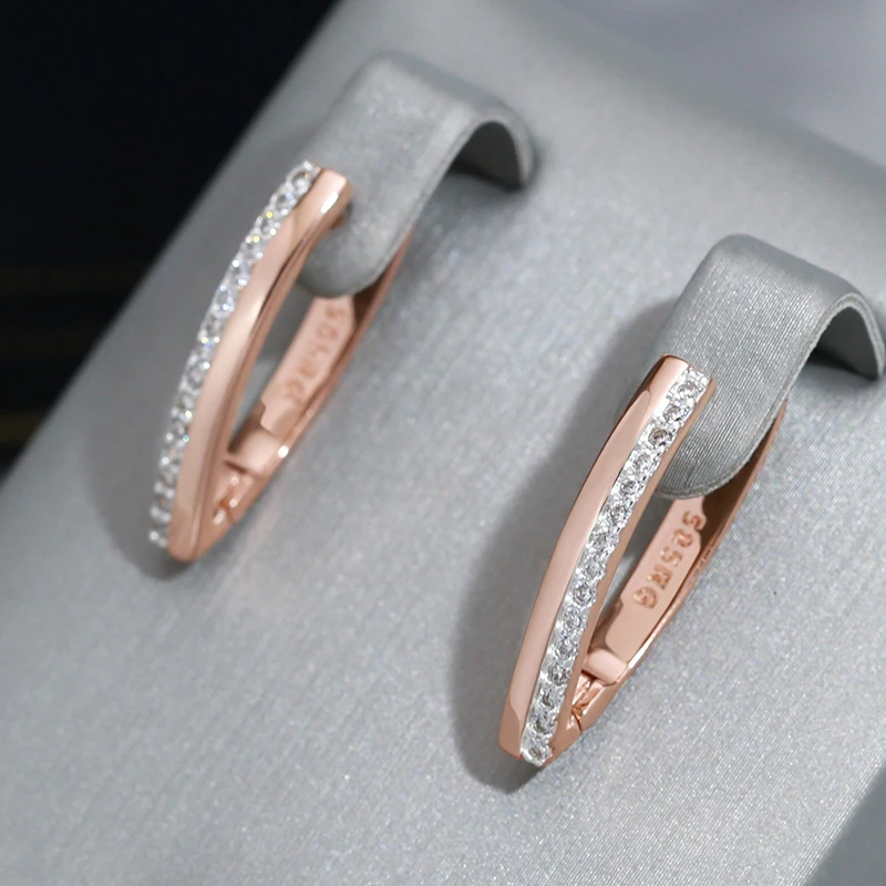 Wbmqda Модные V-образные циркониевые Висячие серьги для женщин 585 розовое золото серебро смешанные Роскошные ювелирные изделия для свадебной вечеринки Подарки