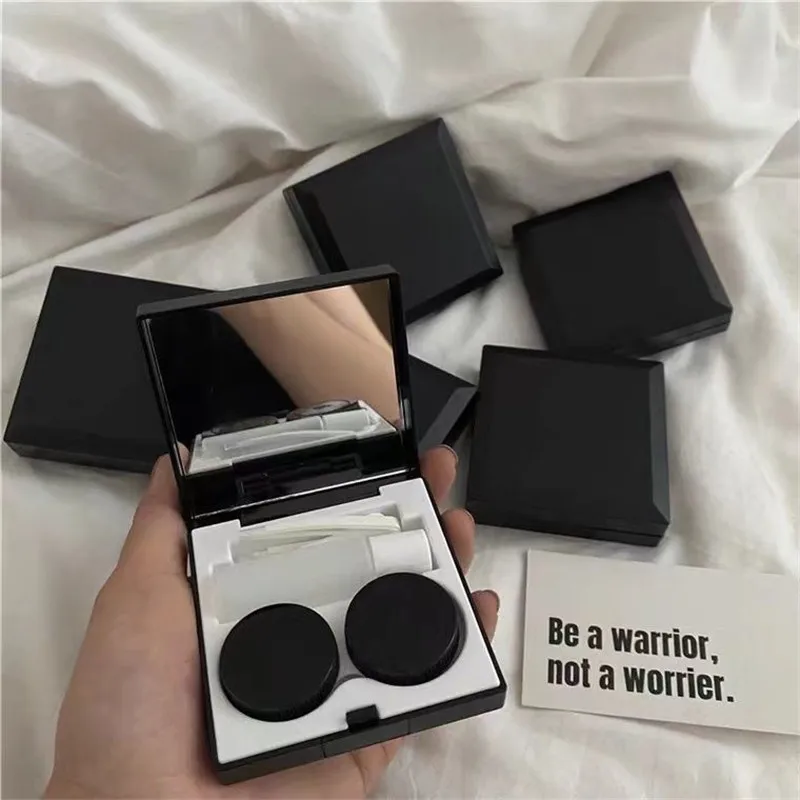 

Black Elegant Lens Container Women Ins DIY Contacts Lens Case Men Color Contact Lenses Storage Box Portable Travel Set