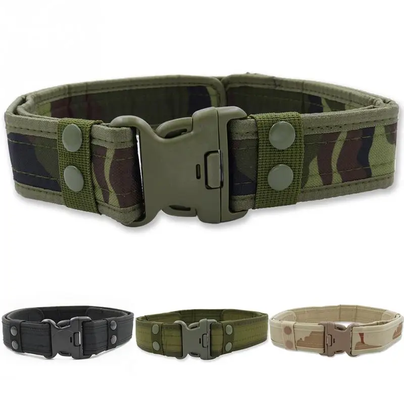 

Outdoor Combat Canvas Duty Tactical Sport Belt With Plastic Buckle Army Military Adjustable Fan Hook & Loop Waistband
