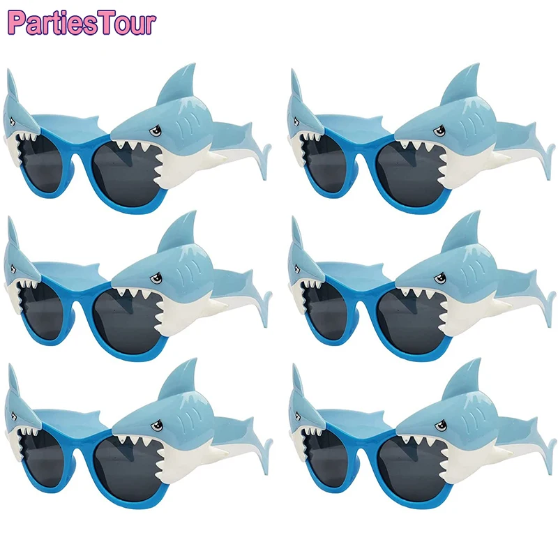

6 Pairs Shark Sunglasses Funny Shark Eyeglasses Costume for Boys Girls Birthday Ocean Theme Party Decoration Photo Props Toys
