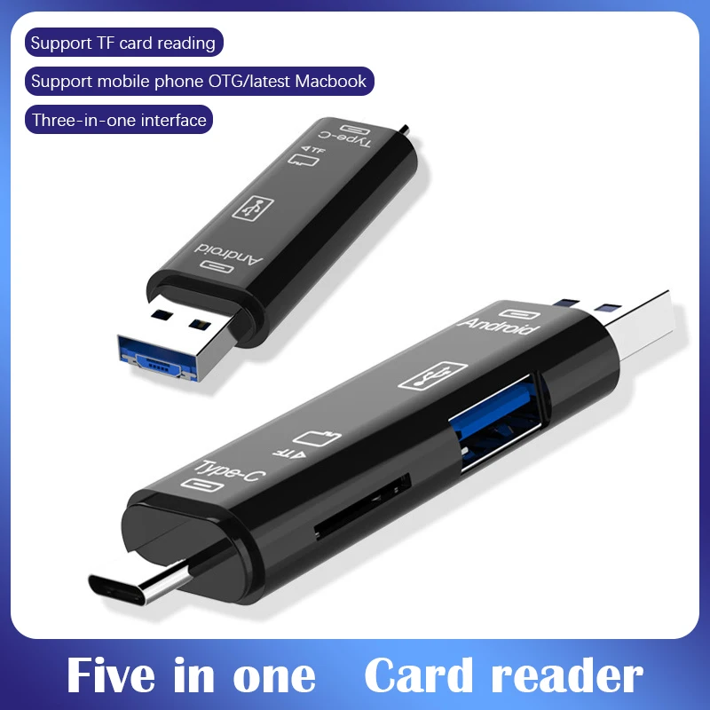 

5 в 1, многофункциональный Usb Type C/Usb /Micro Usb/Tf/SD кардридер памяти