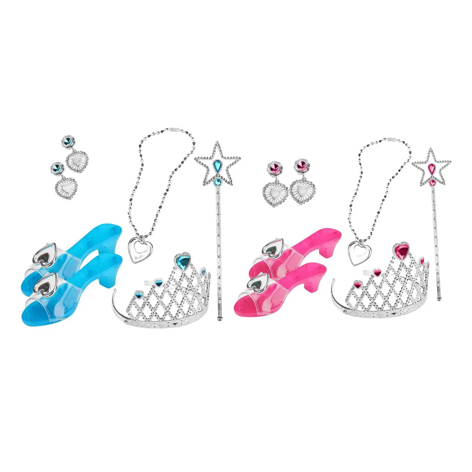 

7 шт. ювелирные изделия для маленьких девочек, игрушечная одежда для малышей, игрушка для девочек, комплект для ролевых игр, серьги, обувь, платье принцессы на день рождения