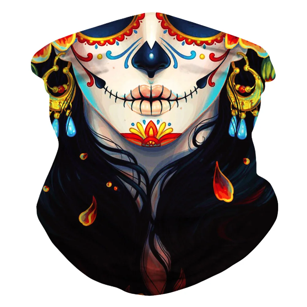 

2pcs Neck Gaiter Face Cover UV Protection Printed Halloween Party Multifunctional Dustproof Motorcycle Cycling Bandana Running