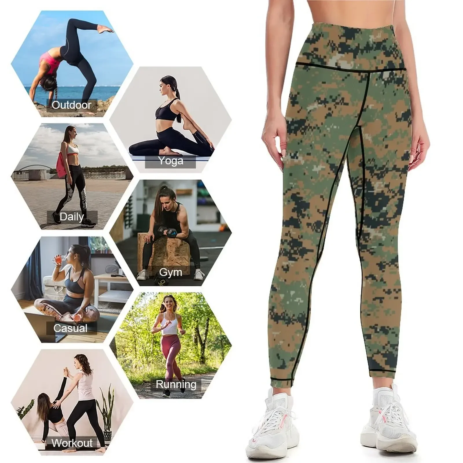 Фото Камуфляжные леггинсы Marpat, леггинсы для спортзала, женская спортивная одежда, женские спортивные брюки, женские леггинсы №4