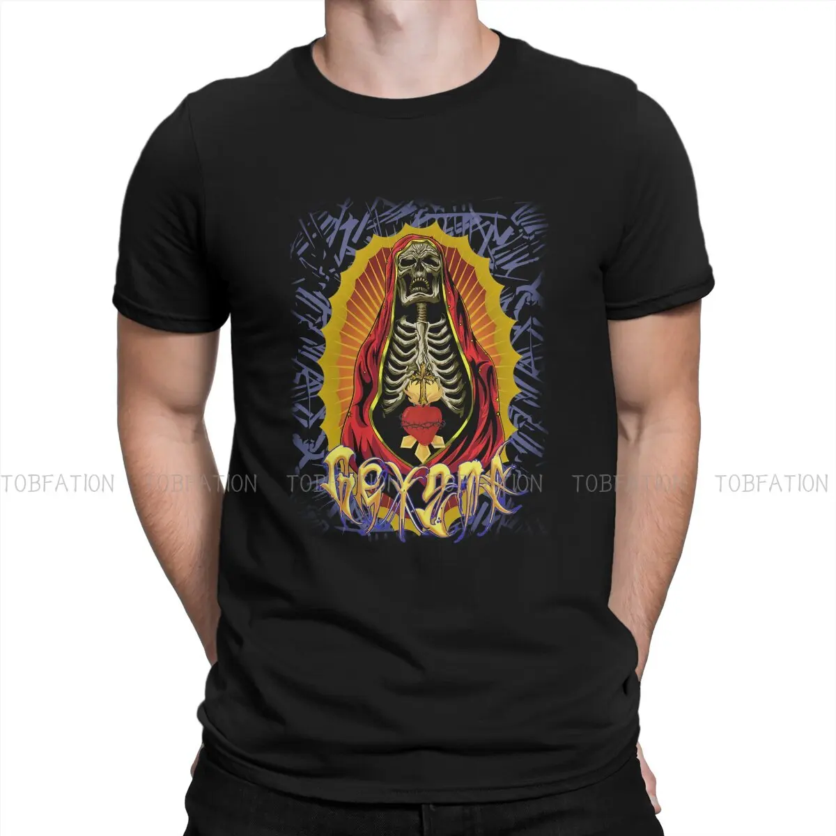 

Holy Skeleton Classic Special TShirt Mexican Skull Santa Muerte Comfortable New Design Graphic T Shirt Short Sleeve Hot Sale