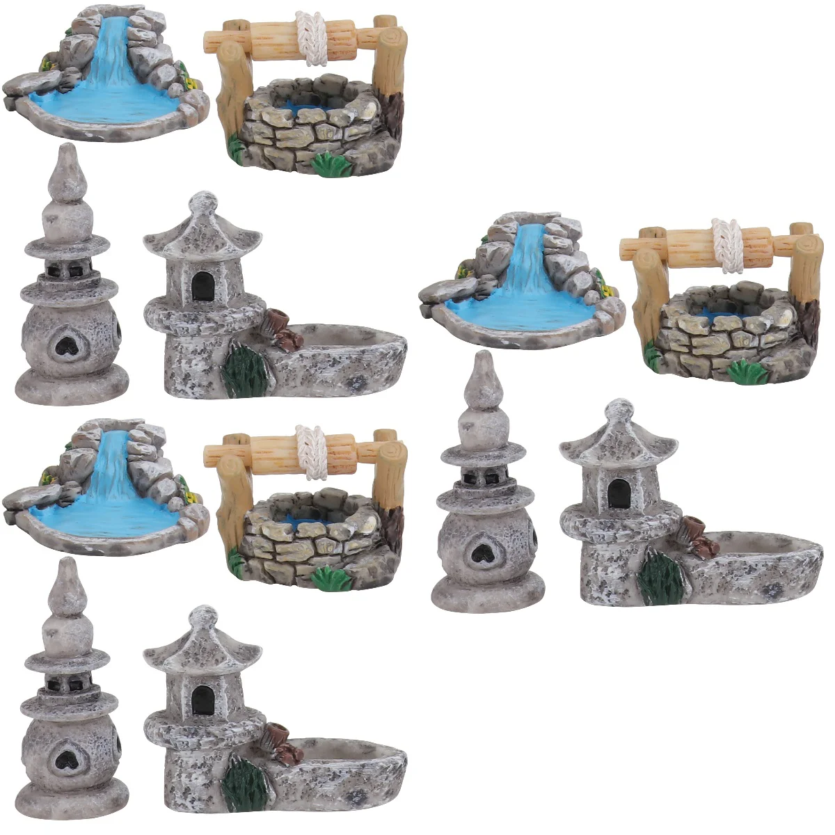 

Miniature Pond Terrarium Figurine Garden Landscape Statue Tower Mini Figurines Zen Kit Micro Well Decor Lighthousesculpture