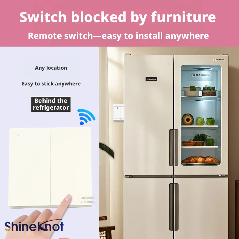 Фото Умные выключатели Shineknot с произвольным подключением, многофункциональное управление светом, беспроводной пульт ДУ, электрическое управление без проводки №4