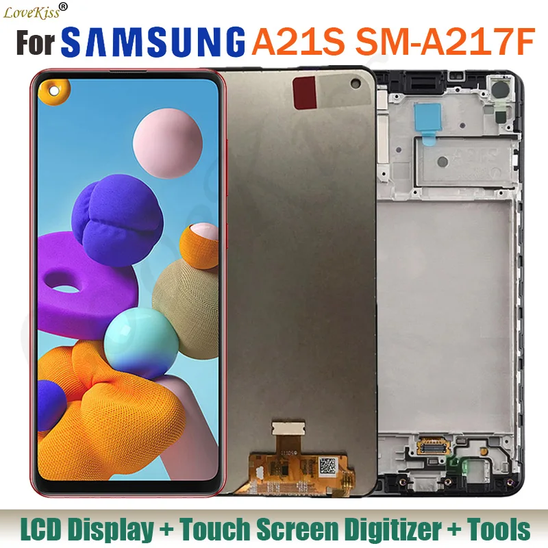 

LCD For Samsung Galaxy A21S A217 SM-A217F A217M LCD Display Touch Screen Digitizer Front Panel Sensor Frame Assembly Replacement