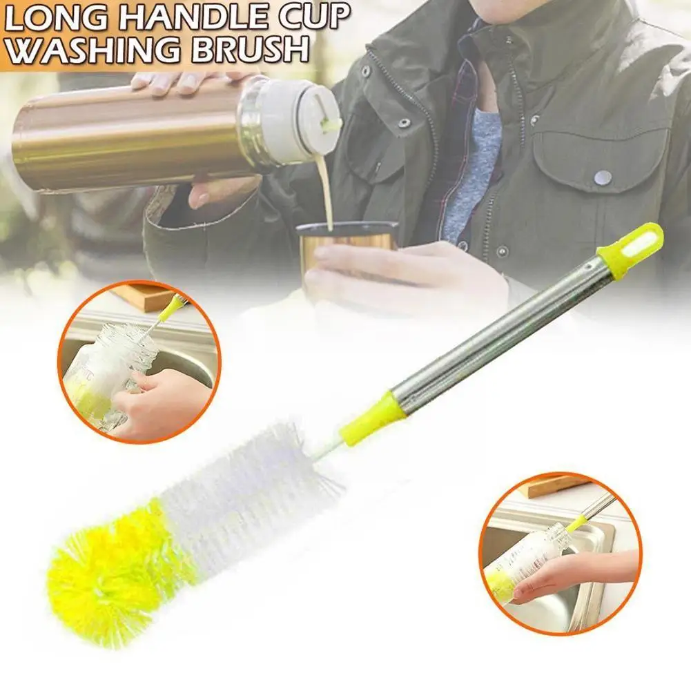 

Bottle Brush Yellow Flexible Long Stainless Steel Handle Bottle Tools Cup Brush Nozzle Water Tube Cleaning Brush H1D1