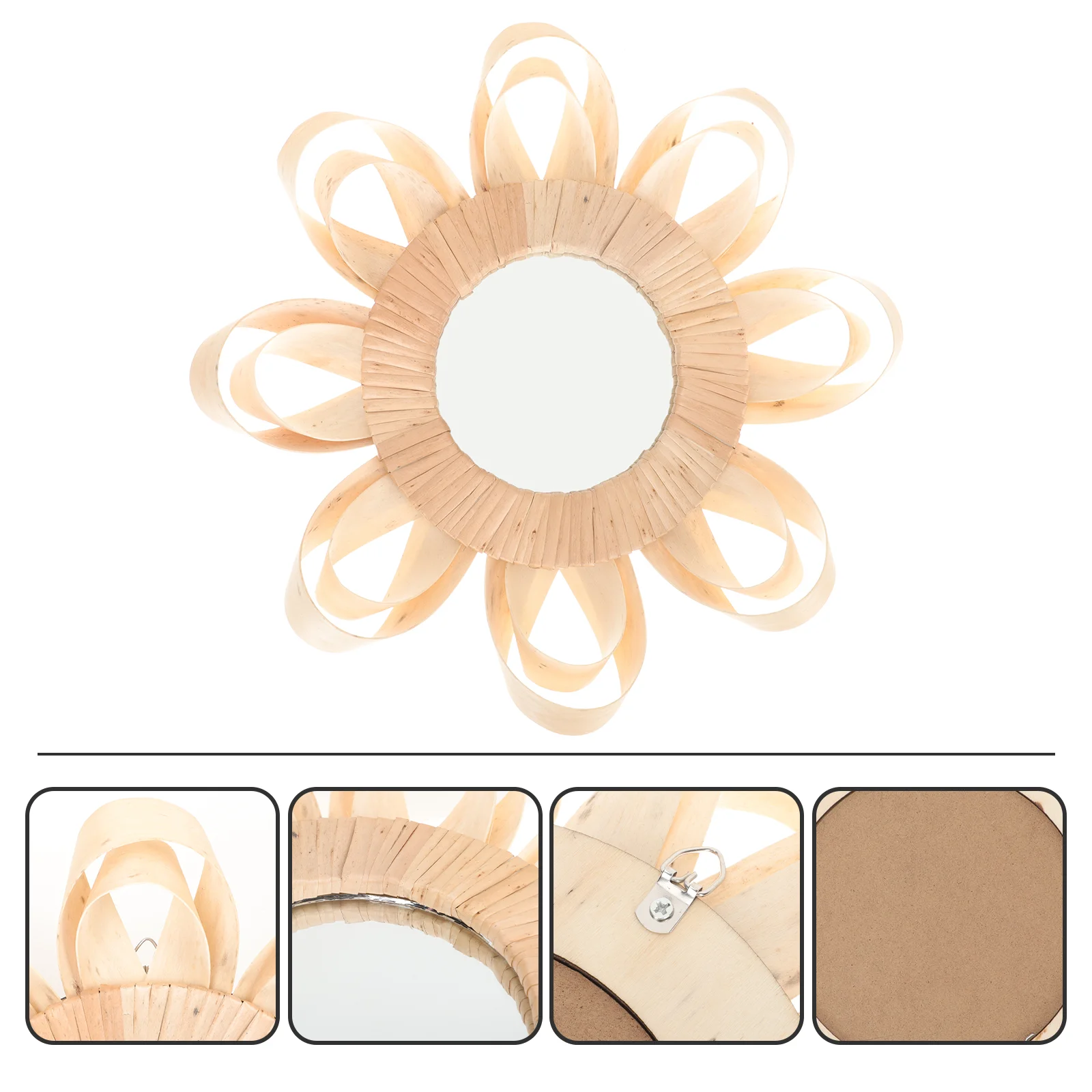 

Mirror Wall Rattan Decorative Hanging Farmhouse Round Decoration Circle Bathroom Mounted Decor Wicker Flower Entryway Creativity