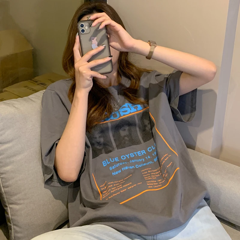 DAYIFUN 2022 футболка женская с короткими рукавами и круглым вырезом повседневная