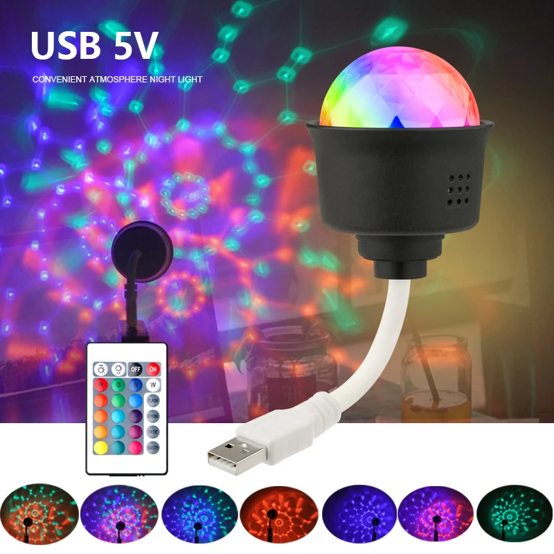 

USB Plug Night Light Mini Projection Atmosphere Lamp RGB Creative Background Light Kid Bedroom Wall Decoration Car Lighting