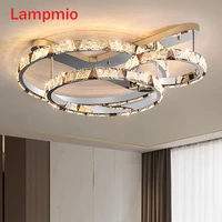 designer crystal ceiling light for living room romantic bedroom round lustres surface mounted luxury corridor ring ceiling lamps