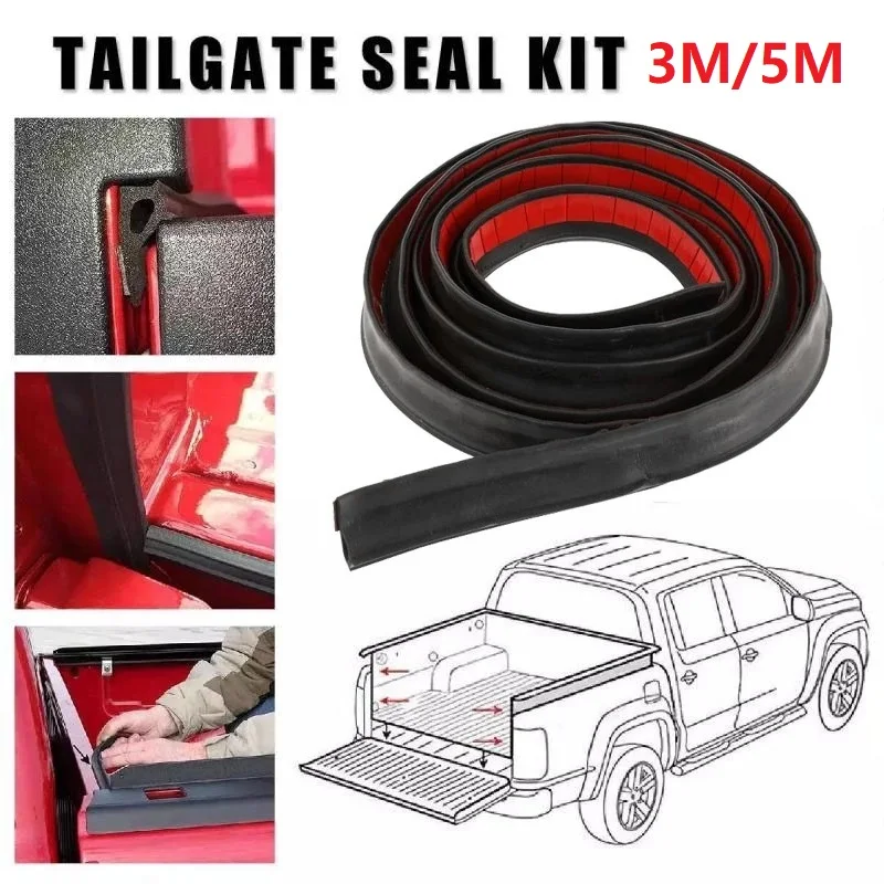 

28x14mm 3M/5M Truck Rubber Tailgate Seal Kit Tailgate Cover Sound Insulation Trim Strip Universal Rainproof