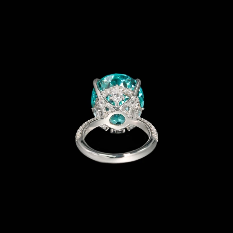 Фото CAMEO, серебро 925 пробы, позолоченный высокоуглеродистый бриллиант, 10 карат, овальная огранка, синтетический аквамарин, параиба, голубое яйцо, высококачественное кольцо №5