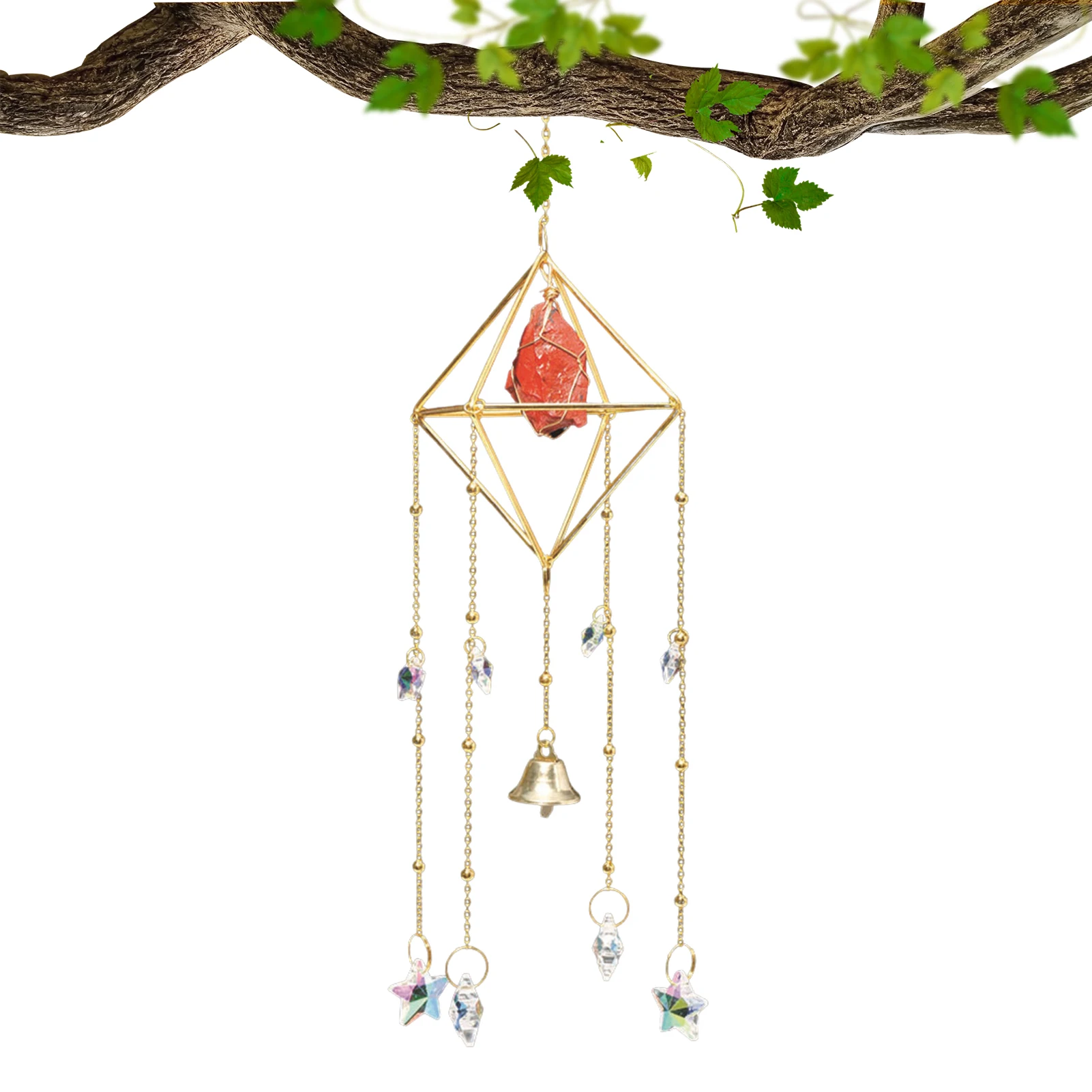 

Crystal Windchime Raw Stone Wind Chime Elegant Artwork Outside Gemstone Ornament Natural Wind Chimes For Garden Patio Balcony