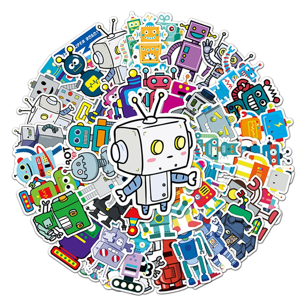 

10/30/50PCS Cartoon Cute Robot Series Stickers Decoration Luggage Computer IPad Skateboard Journal Waterproof Stickers Wholesale