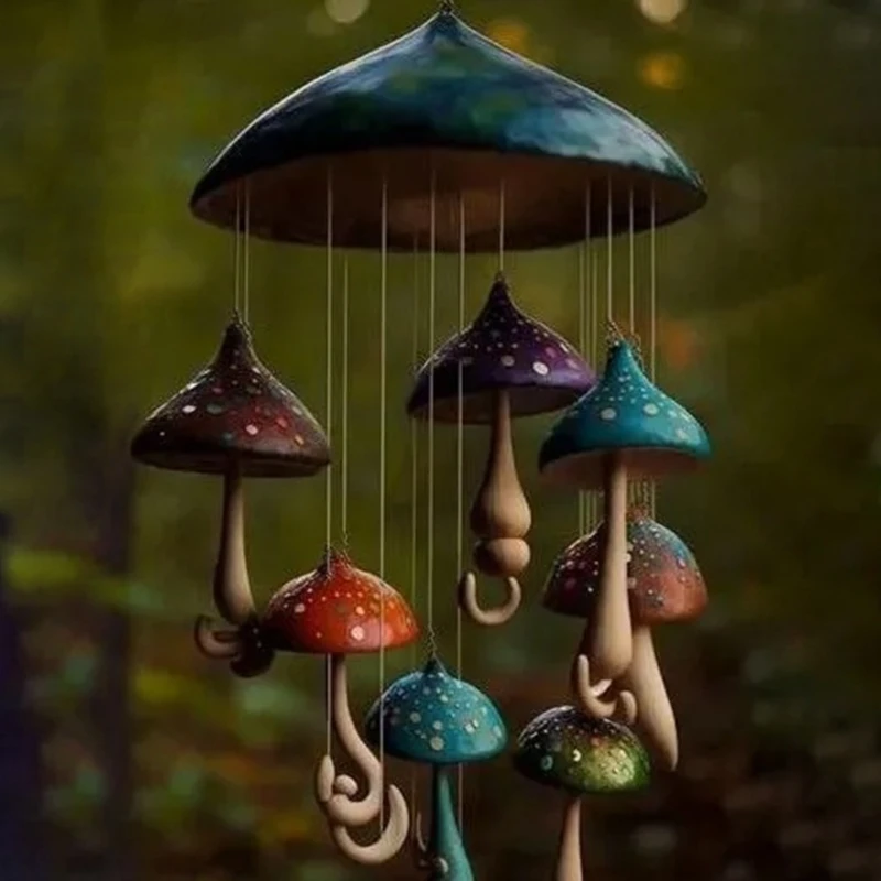 

Грибной колокольчик, искусство ручной работы, смоляной грибной колокольчик, красочные грибы для наружного внутреннего декора,