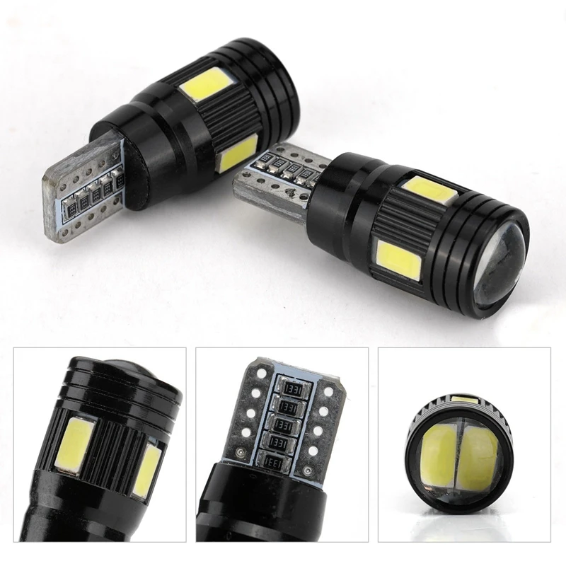 Автомобильные светодиодные лампы Canbus T10 5730 6Smd без ошибок 12 В W5W 168 194 линзы 6000K 4 шт.