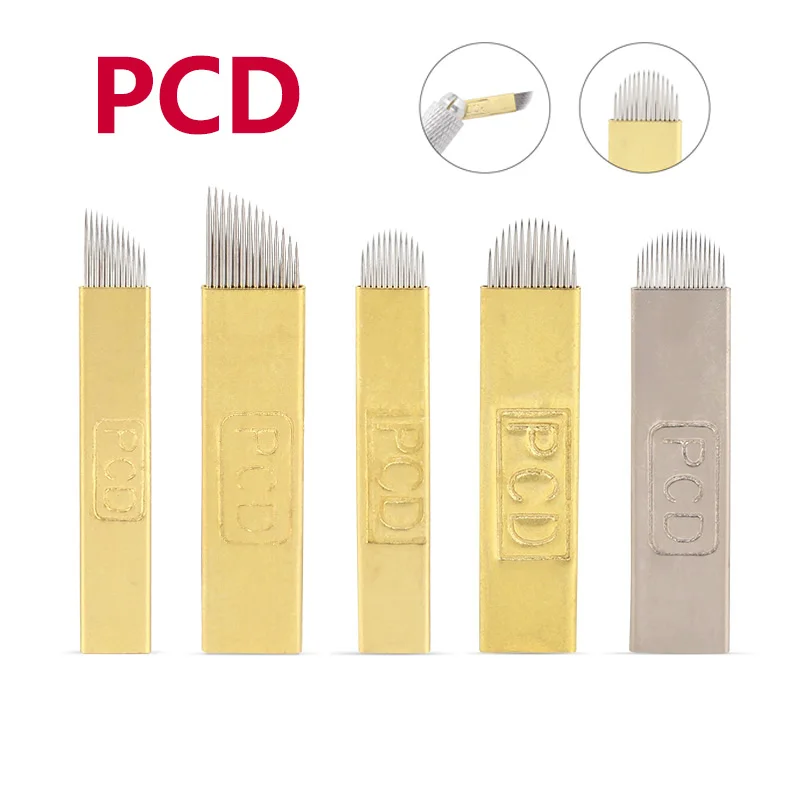 

Иглы для микроблейдинга PCD, 50/200 шт., 12/14/19 шт., лезвие для перманентного татуажа бровей, 0,25 мм, U-образные иглы для микроблейдинга, макияжа