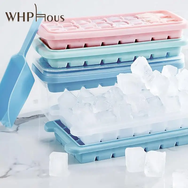 

24 Grid Home Ice Tray Silica Gel chocolate Mold with Cover Freezer Accessories