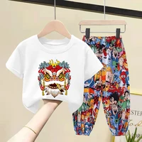national trendy boys and girls suits 2022 summer new childrens clothes cotton short sleeved t shirt baby two piece suit