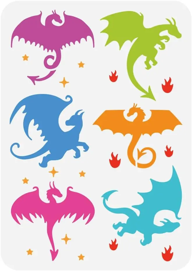 

Трафарет для рисования дракона 6 стилей