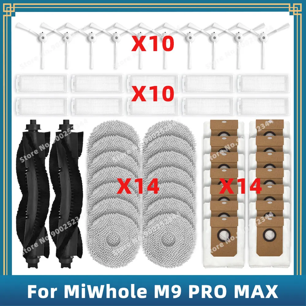 Фото Сменные детали для MiWhole M9 PRO MAX, аксессуары, основная боковая щетка, Hepa фильтр, Швабра, тканевый пылесборник №1