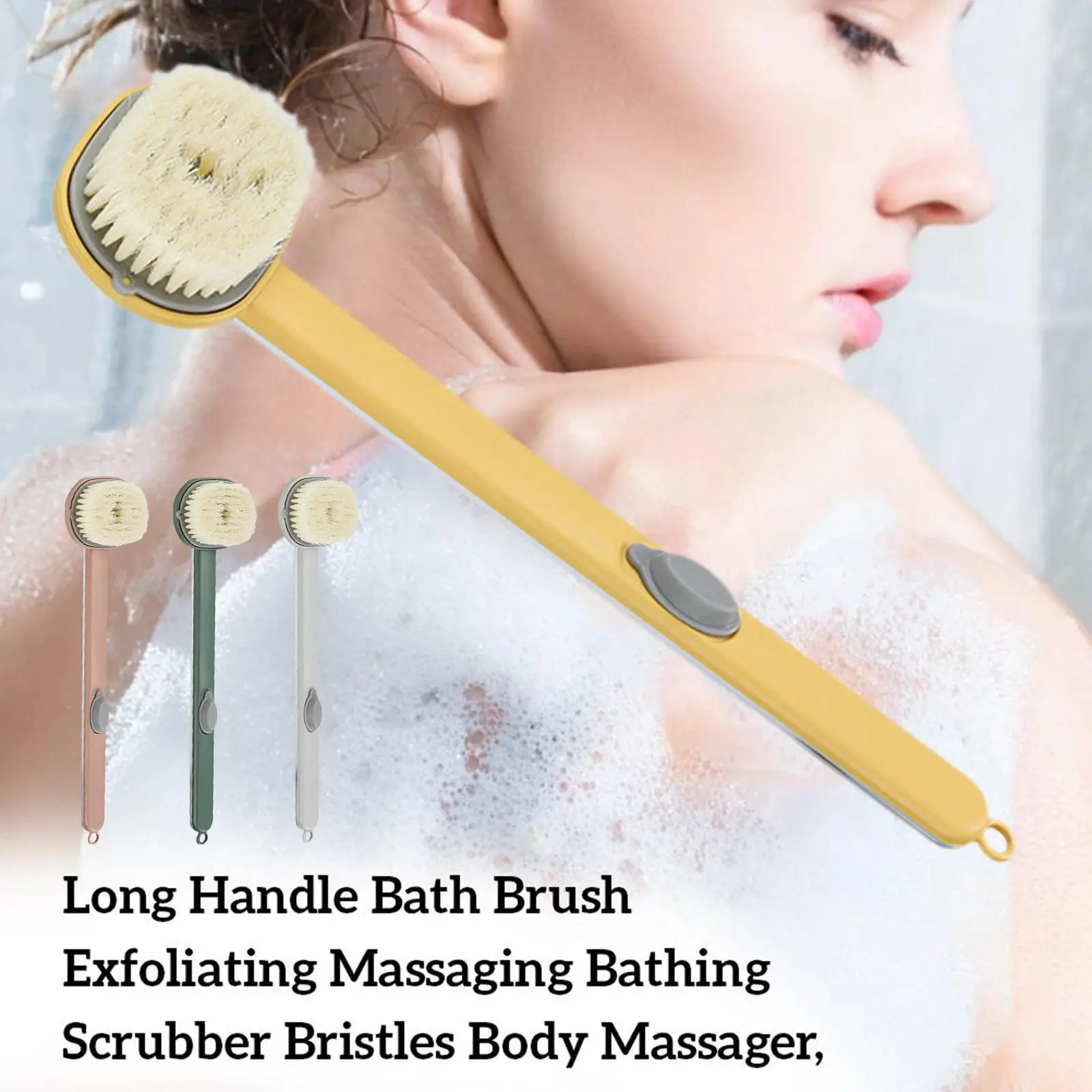 

Detachable Bath Brush Long Handle Soft Bristle Back Body Bath Shower Sponge Exfoliating Massager Bathroom Brush