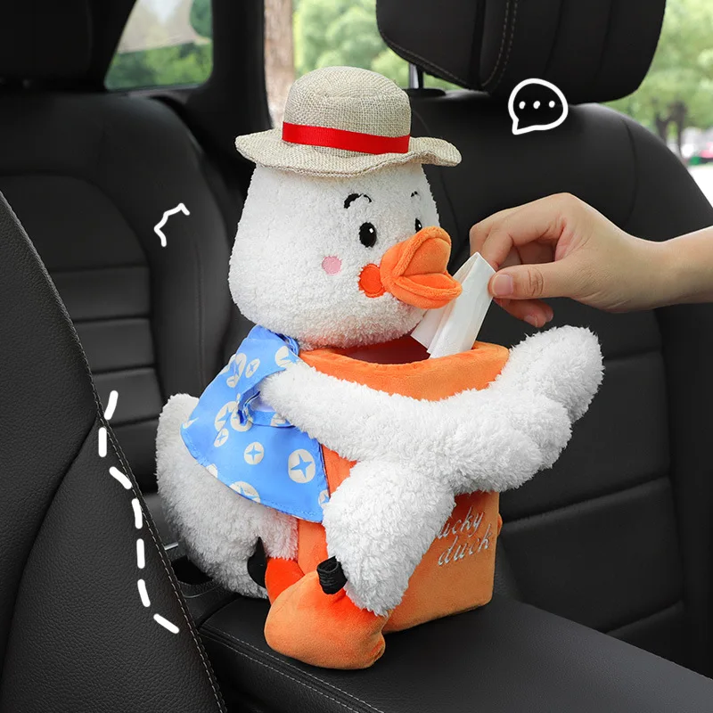 

Cartoon Car Tissue Box Creative 2 in 1 Cute Lovely Rabbit Short Plush Tissue Box Holder for Car Armrest Box Car Seat Tissue Box