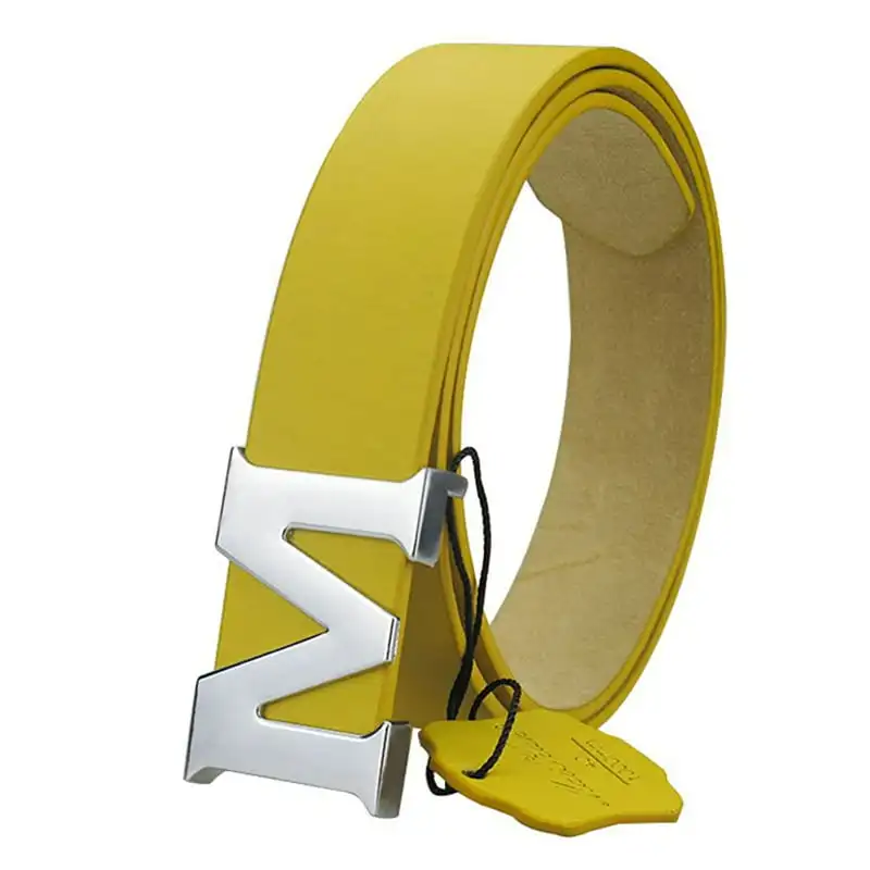 

for Womens Removable Letter M Plate Buckle Halloween Yellow Color Belt