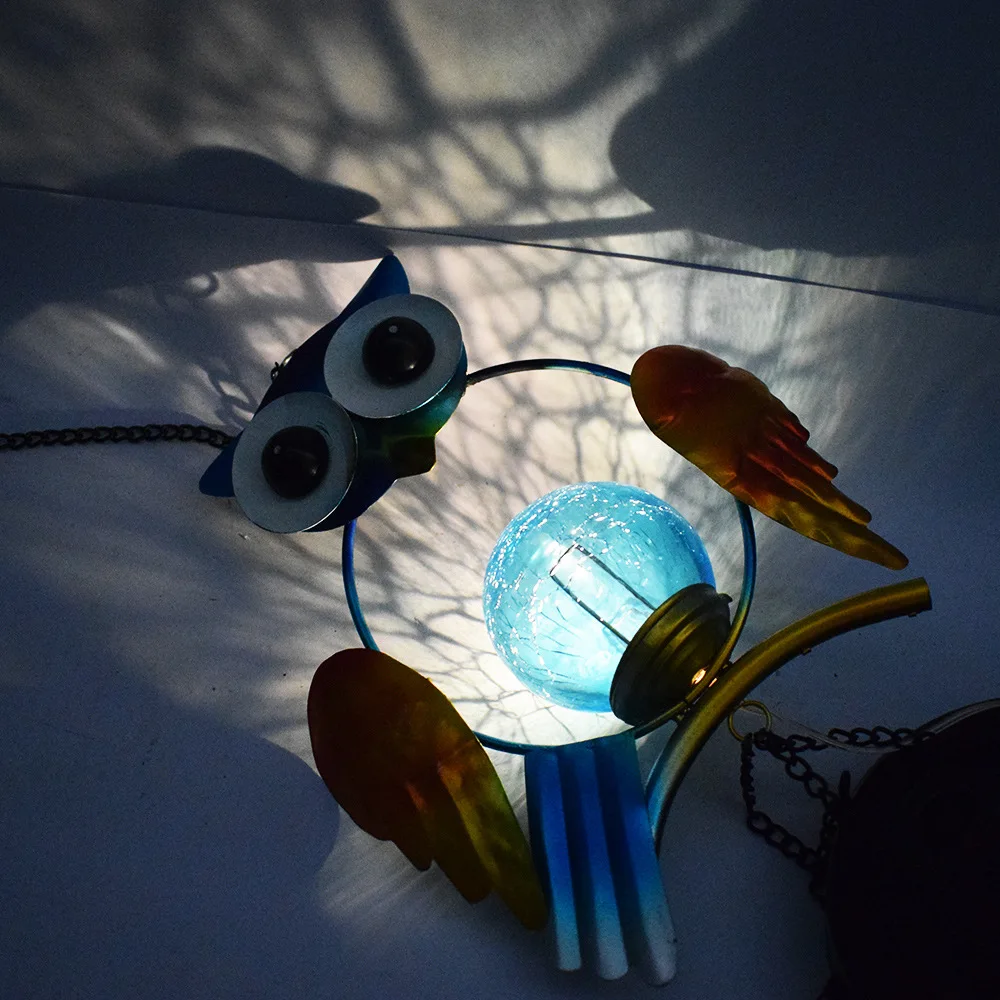 Солнечная уличная лампа для двора дома и сада водонепроницаемая синяя сова