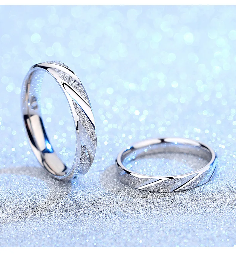 

Couple rings for men and women a pair of 925 sterling silver frosted adjustable rings original niche design jewelry direct sales